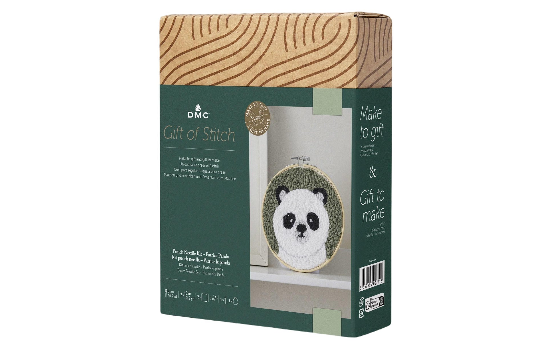 DMC Gift of Stitch – Nähset (Sticknadel-Set) Panda Patrick – Ø 15,7 cm – 11-teilig