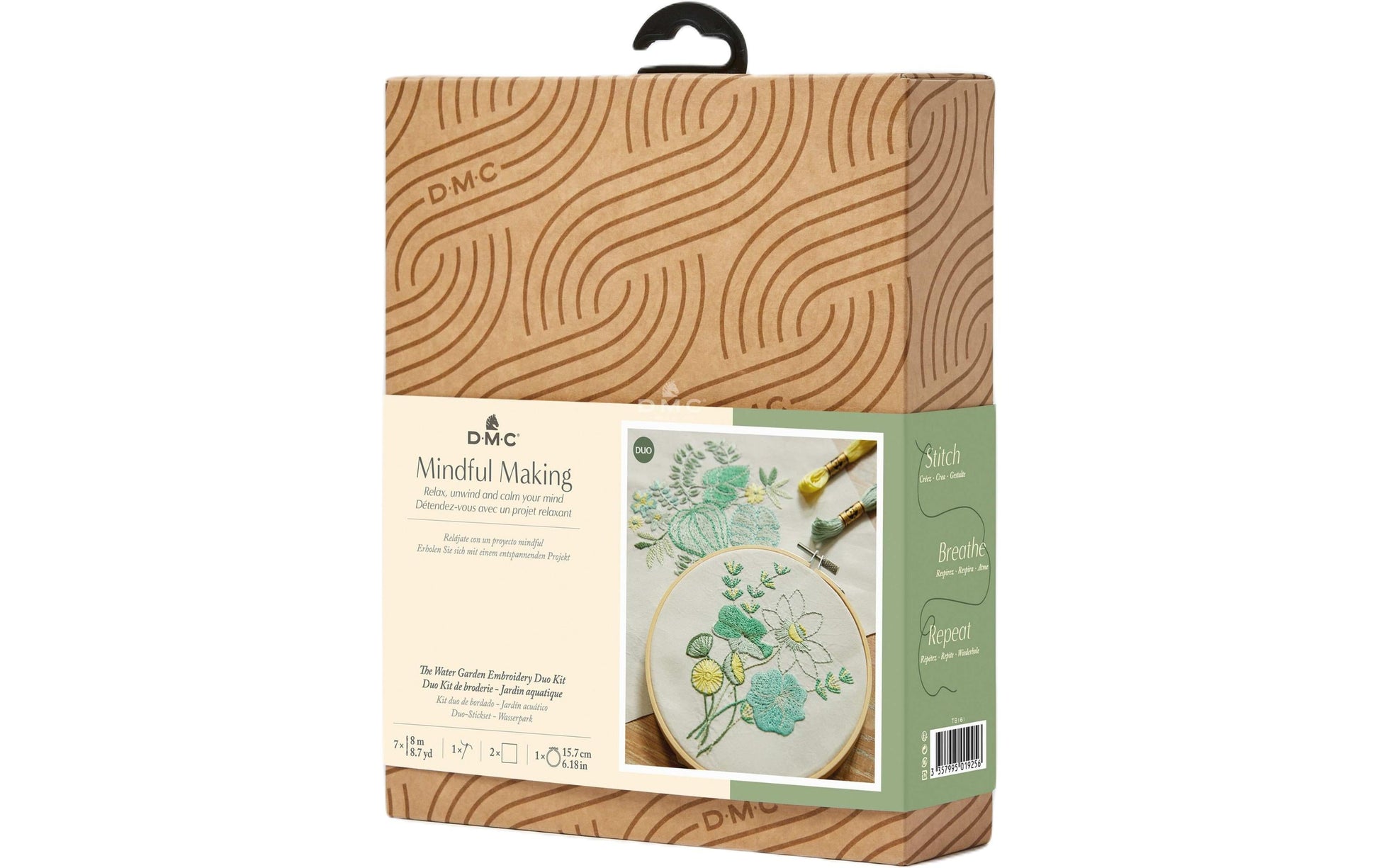 DMC Mindful Making – Stick-Set – Wasserpflanzen – Bambus-Strickrahmen mit Garn