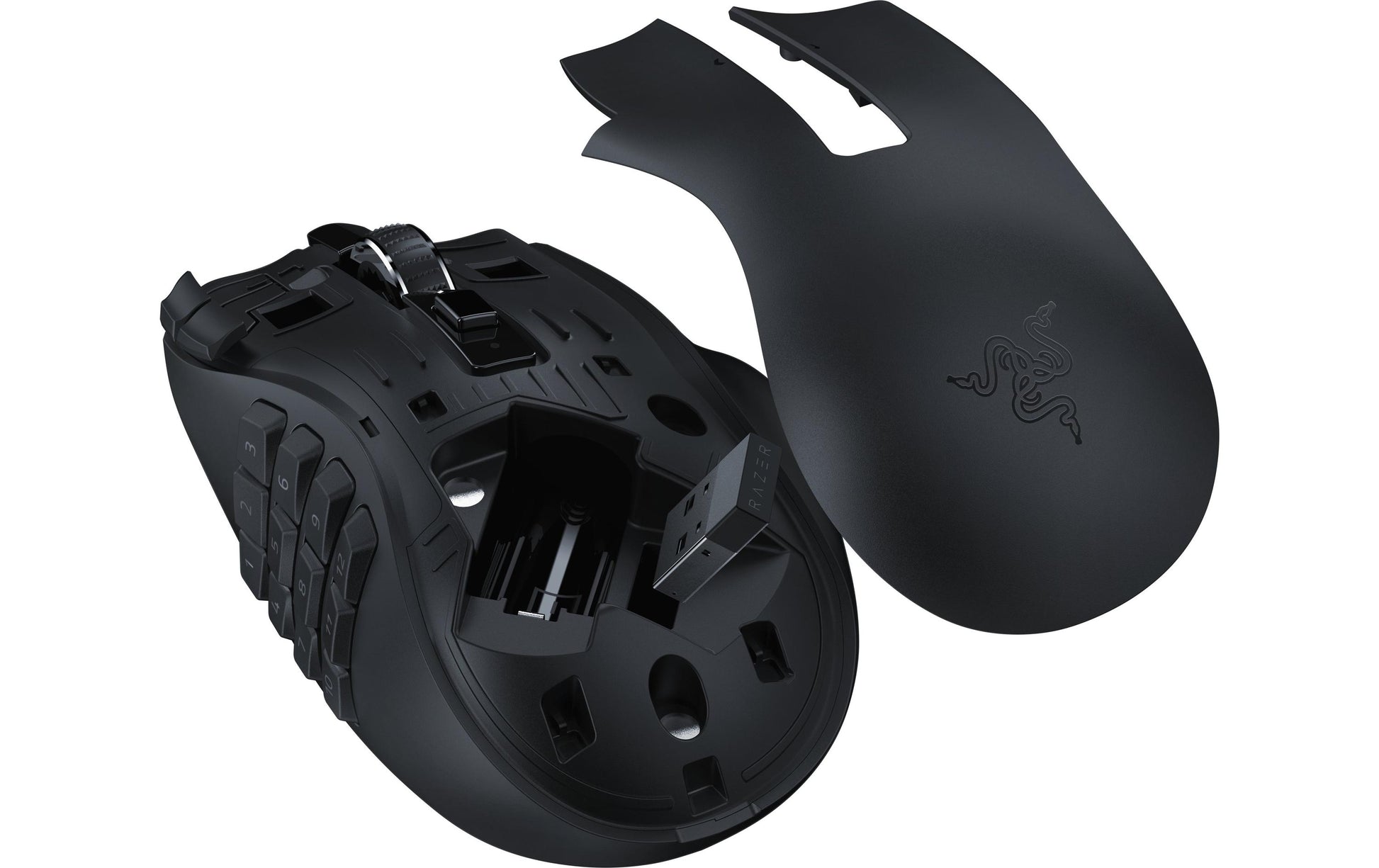 Razer Naga V2 HyperSpeed – Gaming-Maus – Kabellos (Bluetooth/2,4 GHz), 30000 DPI, Rechts, Schwarz