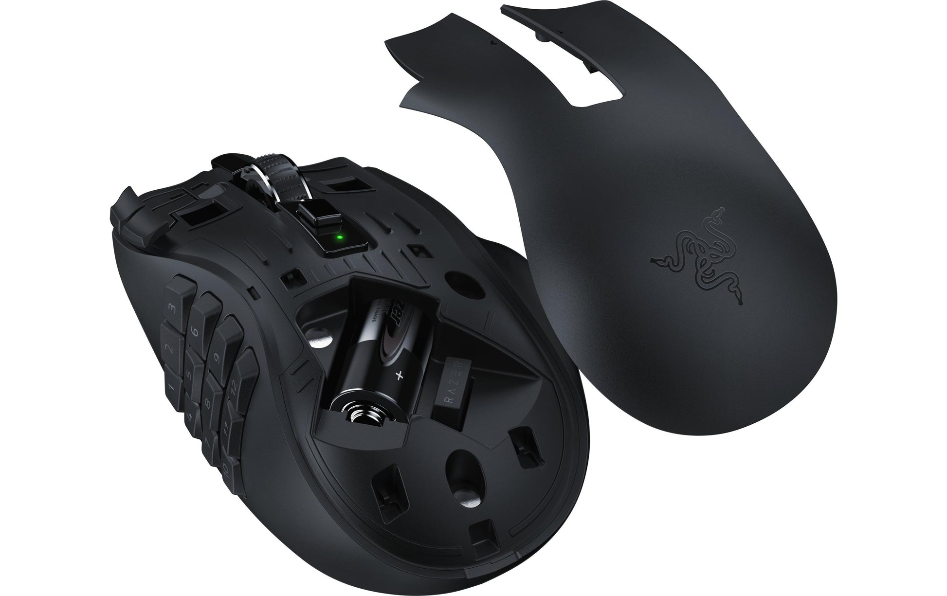 Razer Naga V2 HyperSpeed – Gaming-Maus – Kabellos (Bluetooth/2,4 GHz), 30000 DPI, Rechts, Schwarz