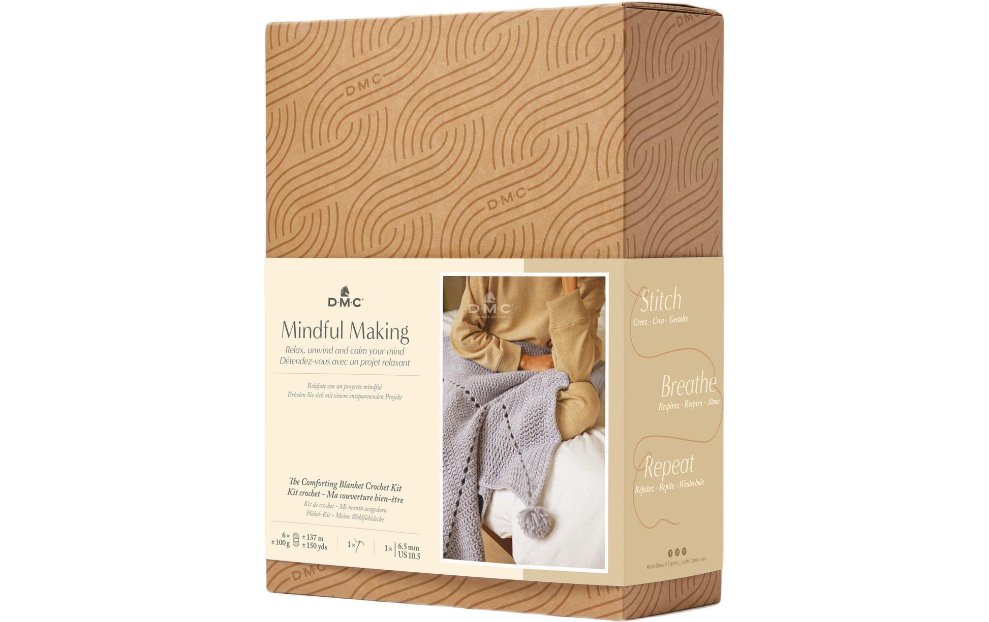 DMC Mindful Making Häkelset Kissenbezug – 90 cm×90 cm, Grau