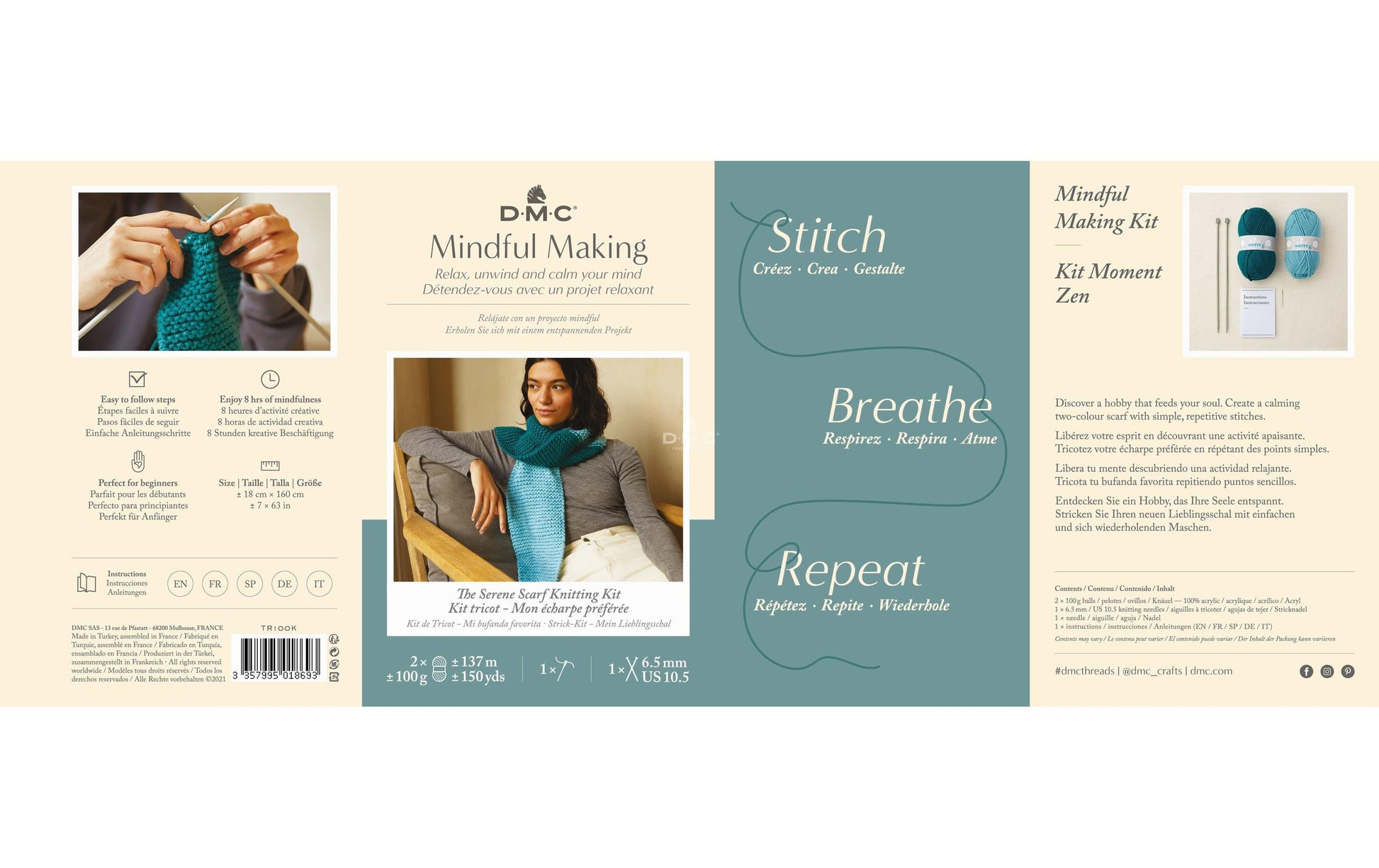 DMC Mindful Making – Strick-Set – Schal – 18 × 160 cm