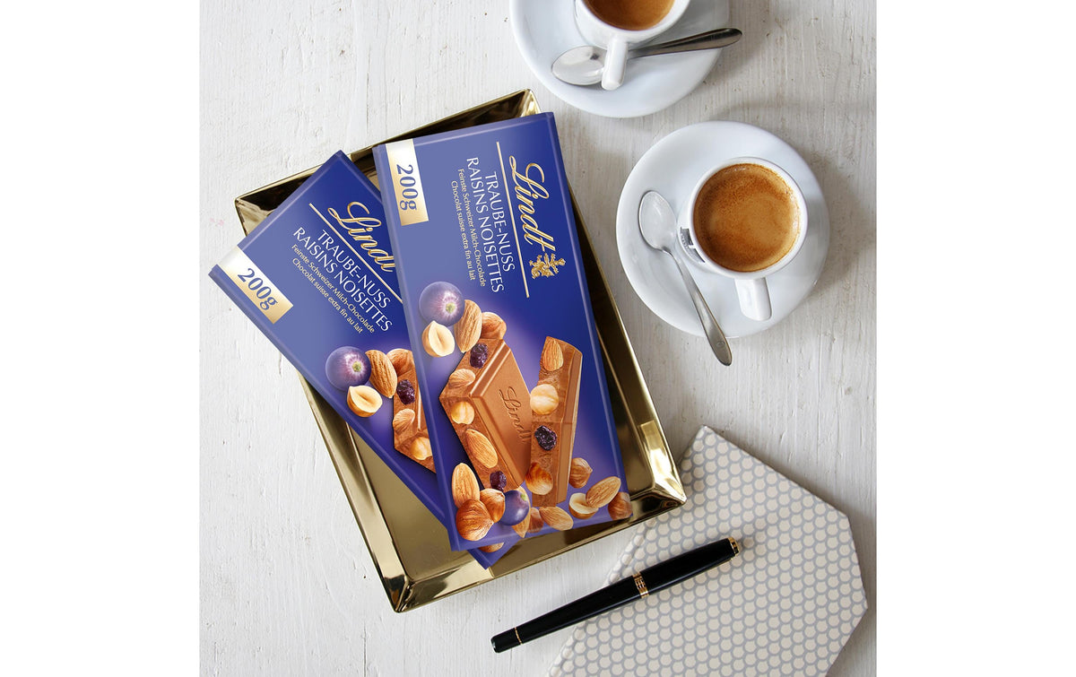 Lindt Tafelschokolade – Milch, Rosine, Haselnuss & Mandel – 200 g