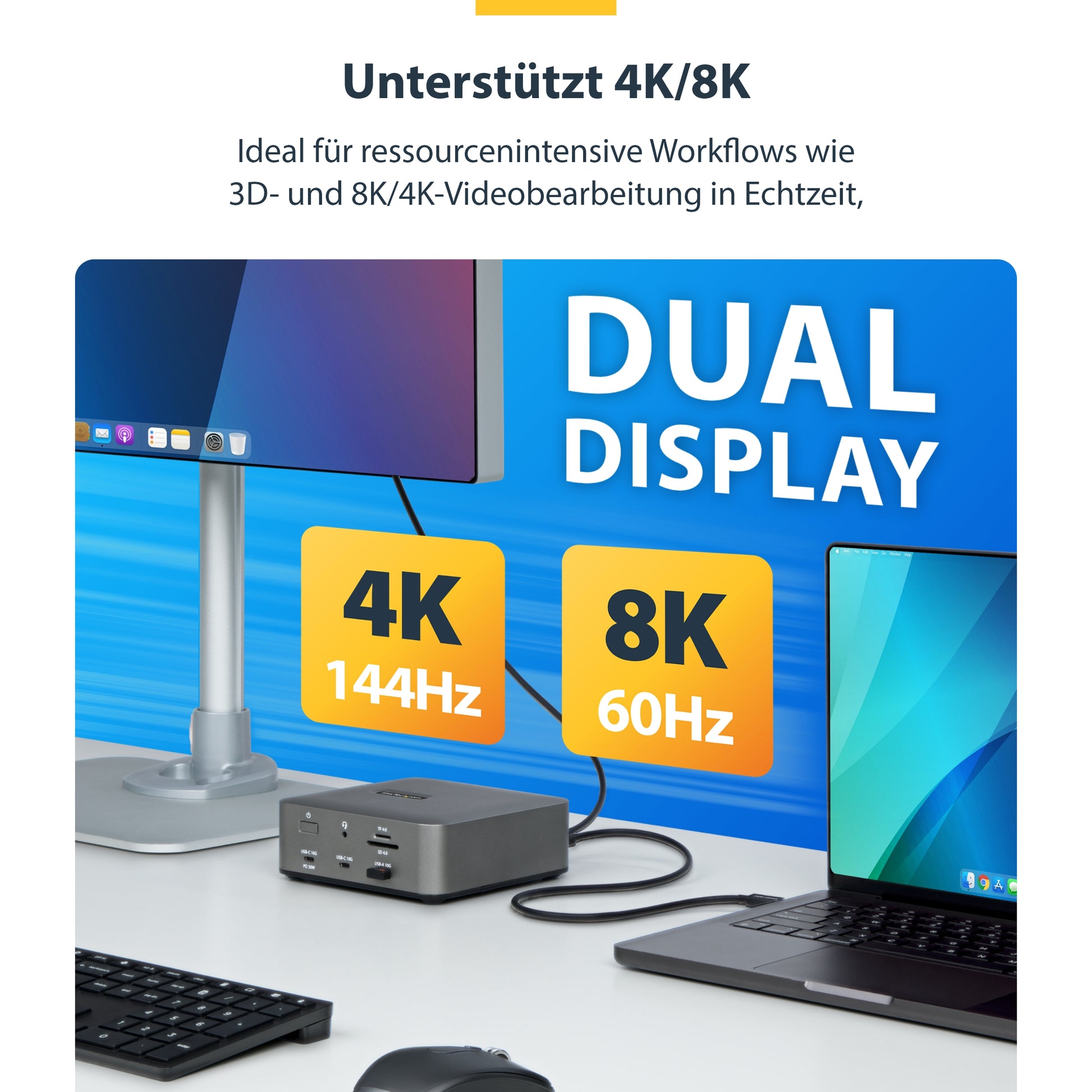 StarTech.com Thunderbolt 5 (USB-C) Kabel – 80 Gbit/s – 0,5 m – PD 240 W – 8K/60 – TPE – Schwarz