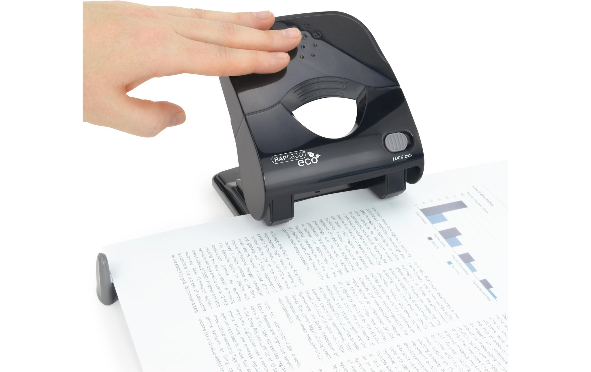 Rapesco Bürolocher X5-40ps ECO – 2-Loch, Lochabstand 80 mm, 40 Blatt – Schwarz