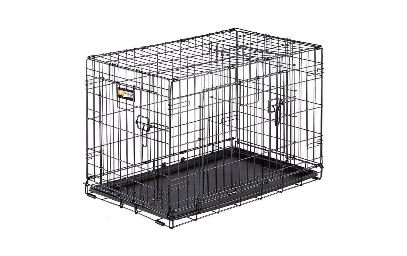 Ferplast Transportbox Dog-Inn 75 – faltbar, 2 Türen – für Hund – 774 × 546 × 485 mm – schwarz – Metall