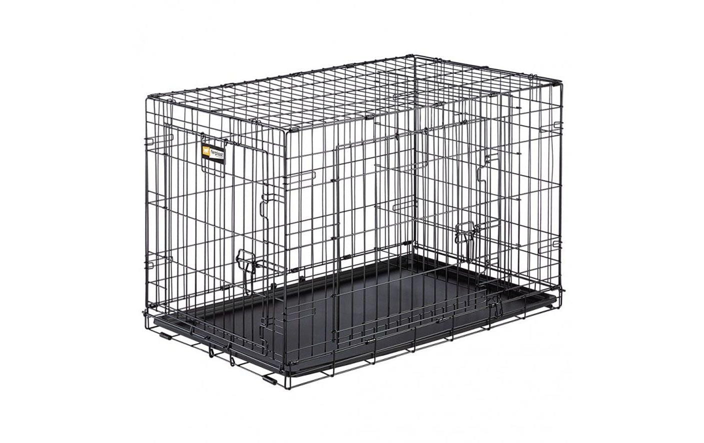 Ferplast Transportbox Dog-Inn 90 – faltbar, 2 Türen – für Hunde – 92,7 × 62,5 × 58,1 cm – schwarz, Metall