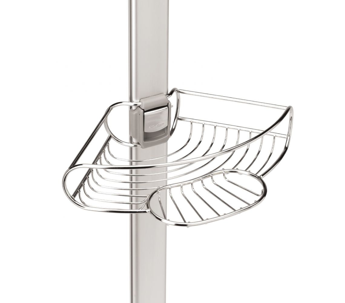 simplehuman Seifenhalter (Wand) – Aluminium/Edelstahl, Klemmen (spannbar), 182,9–274,3 cm, 3 Ablagen