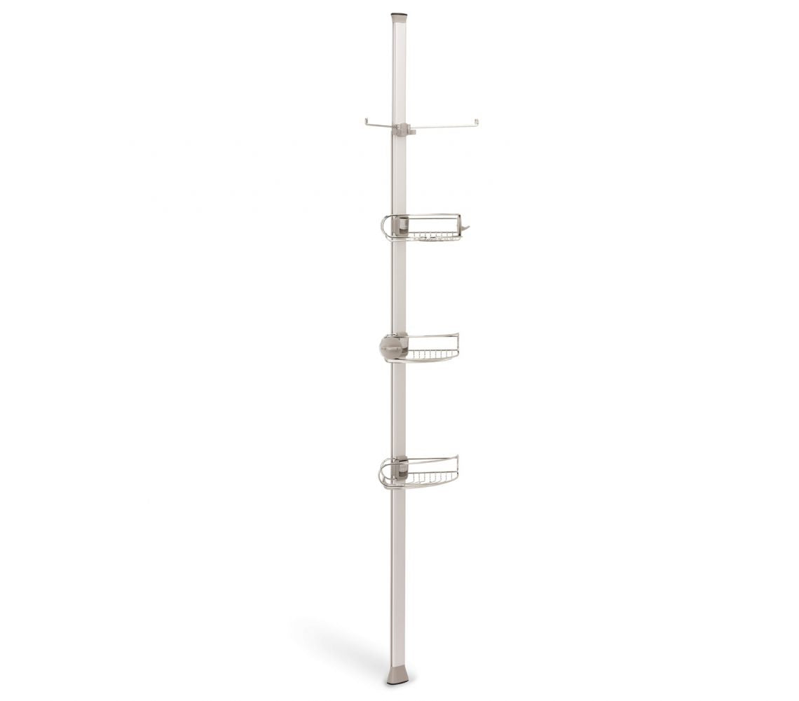 simplehuman Seifenhalter (Wand) – Aluminium/Edelstahl, Klemmen (spannbar), 182,9–274,3 cm, 3 Ablagen