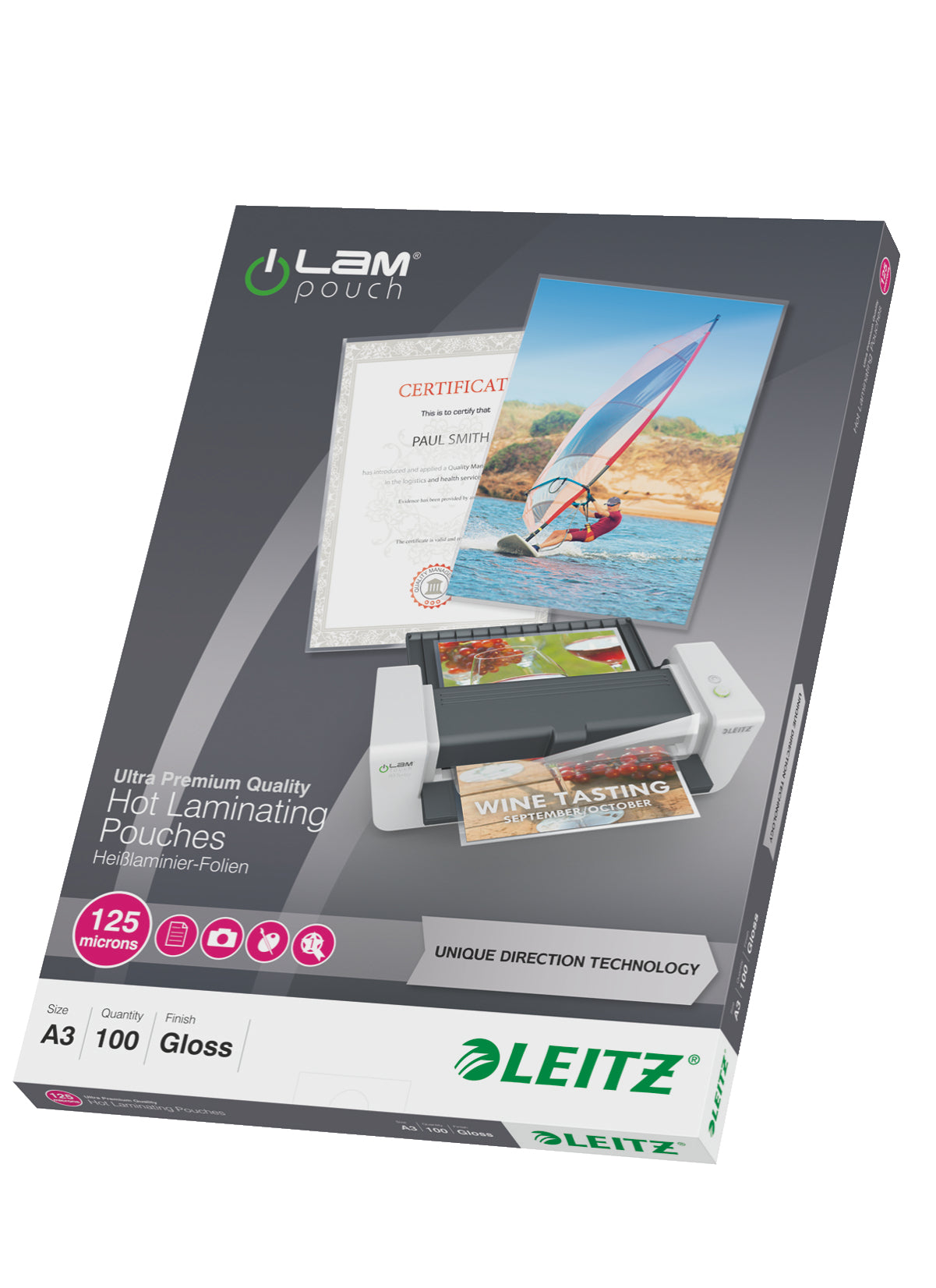 Leitz Laminierfolien A3, glänzend – 125 µm, 303 × 426 mm, 100 Stk.