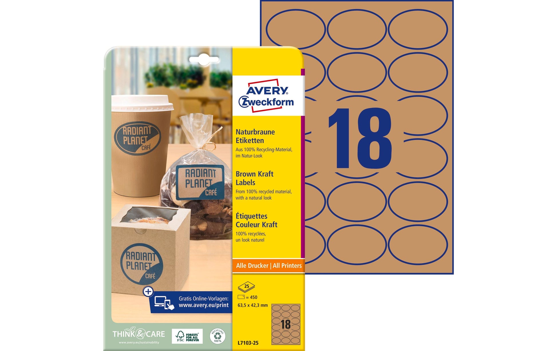 Avery Schuletiketten – permanent haftend, 450 Stk