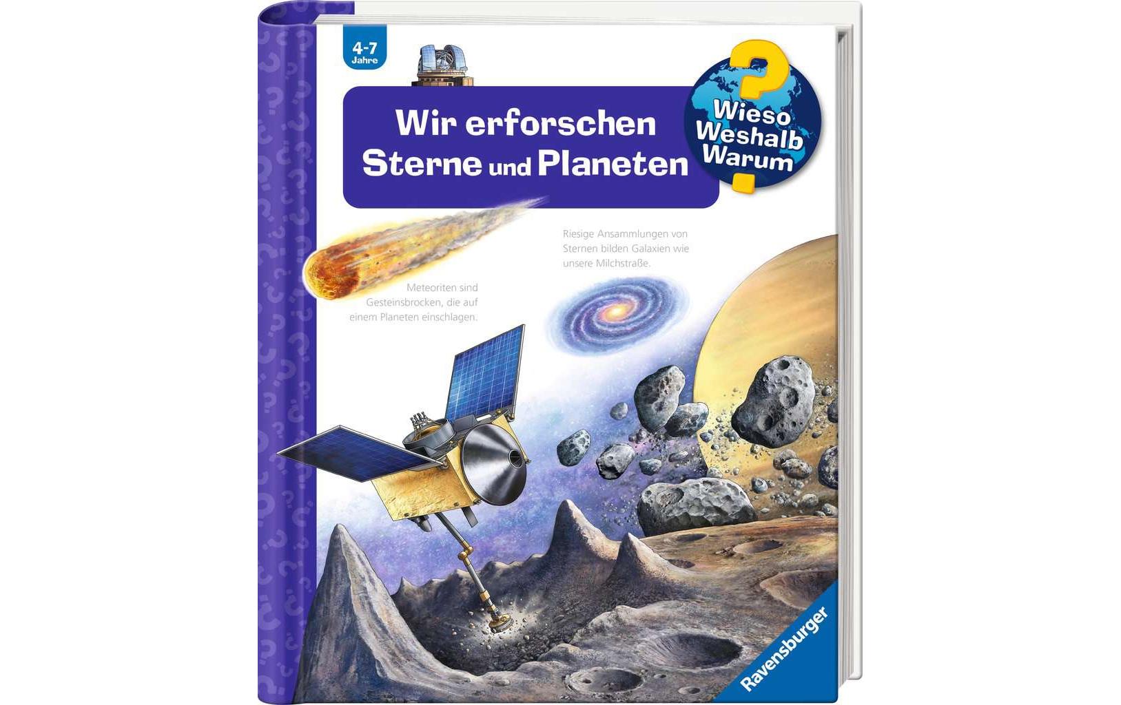 Ravensburger Buch – WWW59: Wir erforschen Sterne und Planeten, Spiralbindung, 16 Seiten, Deutsch, 4–7 Jahre