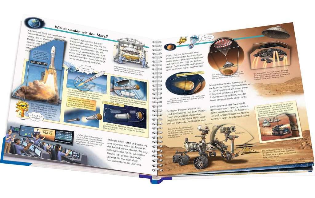 Ravensburger Buch – WWW59: Wir erforschen Sterne und Planeten, Spiralbindung, 16 Seiten, Deutsch, 4–7 Jahre