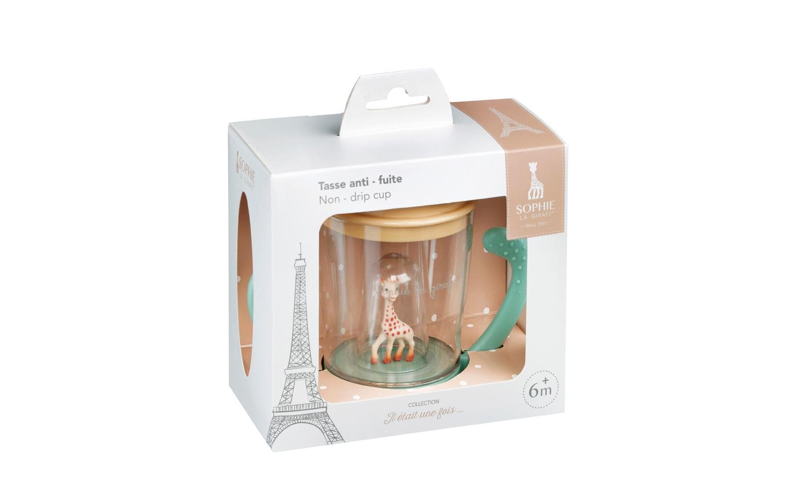 Sophie la girafe Trinklernbecher – 180 ml, 14,5 × 7,0 × 12,0 cm, Hellgrün/Hellorange, auslaufsicher, BPA-frei