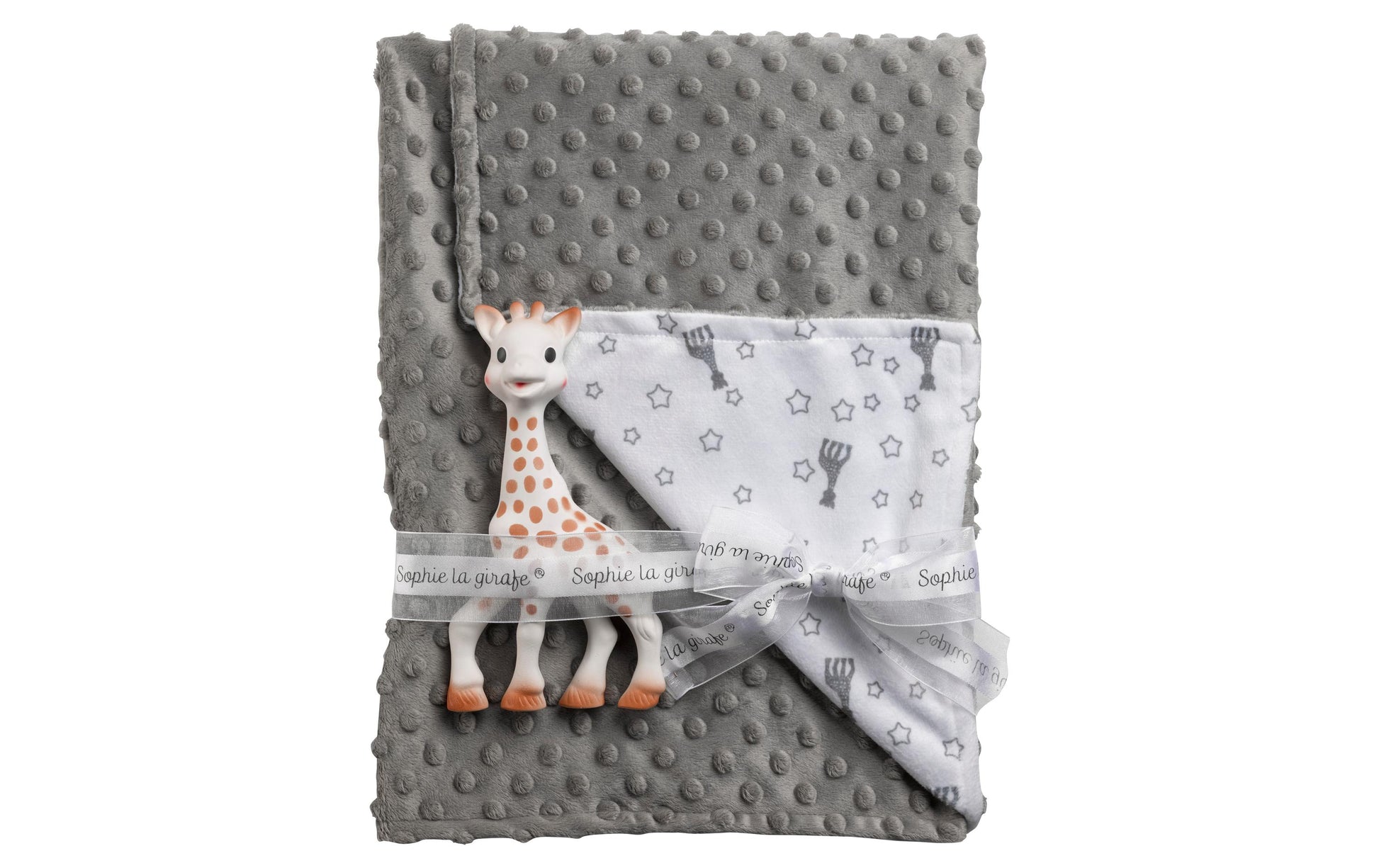 Sophie la Girafe Wohndecke – Polyester, Grau, Weiss – 73 × 91 cm