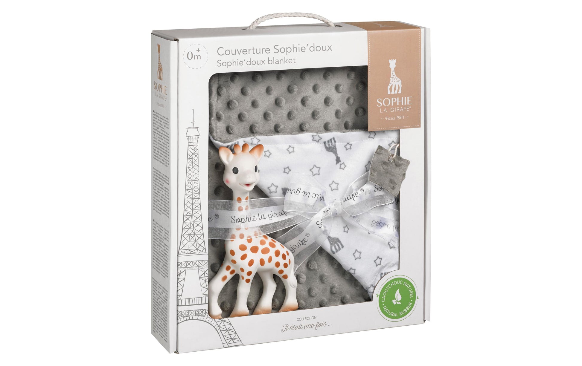 Sophie la Girafe Wohndecke – Polyester, Grau, Weiss – 73 × 91 cm