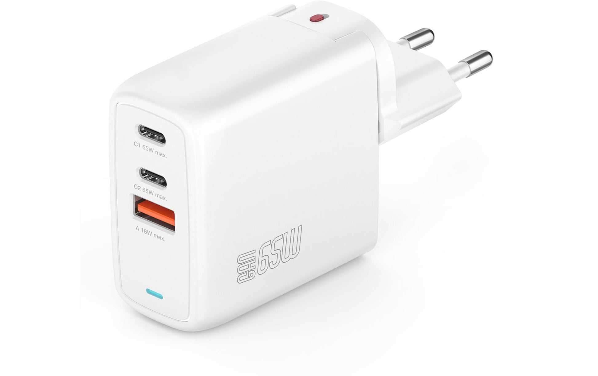 4smarts Flex USB-Ladegerät 65 W – PD, GaN – USB-C×2, USB-A×1 – für Smartphones und Ähnliche – weiss