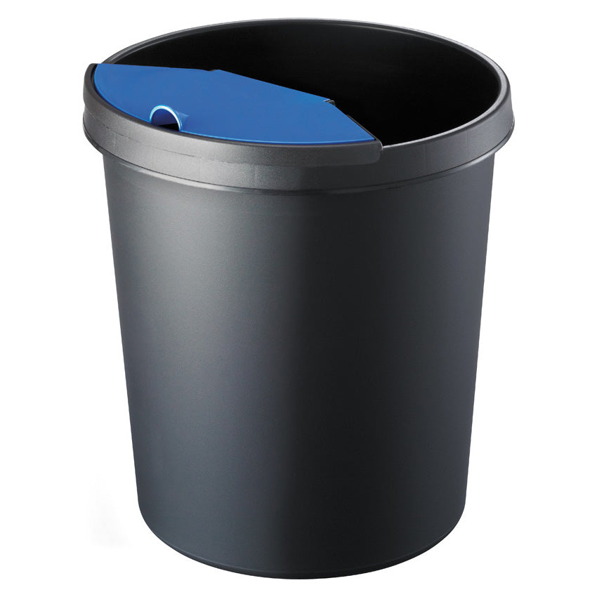 Helit Papierkorb the german – 18 l – Kunststoff, schwarz – Ø 315 × H 331 mm, schlagfest