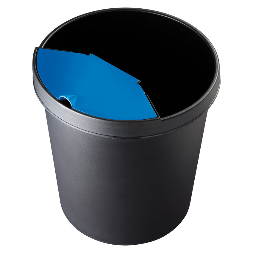 Helit Papierkorb the german – 18 l – Kunststoff, schwarz – Ø 315 × H 331 mm, schlagfest