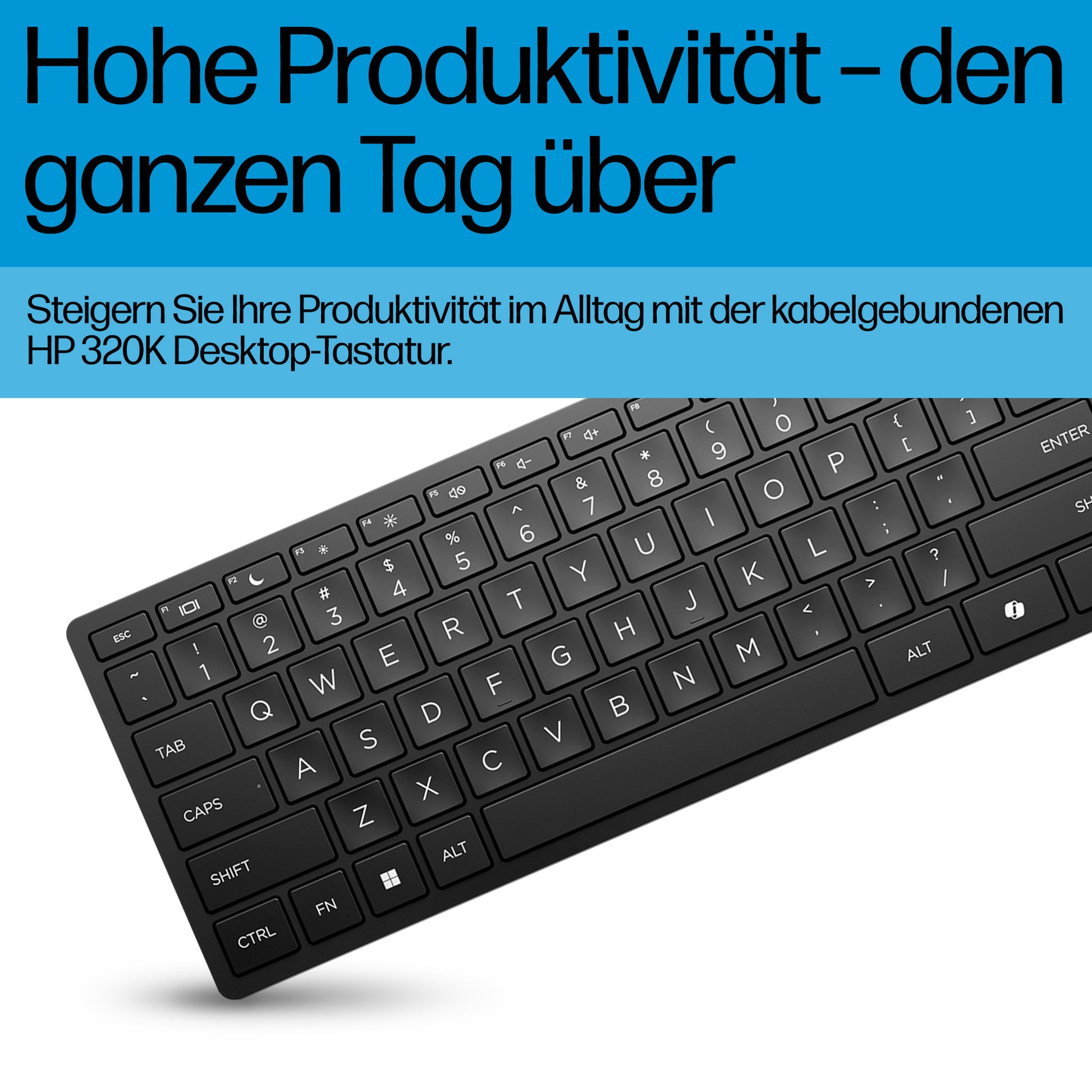 HP 320K Tastatur - 100% - Kabelgebunden, USB - Schwarz