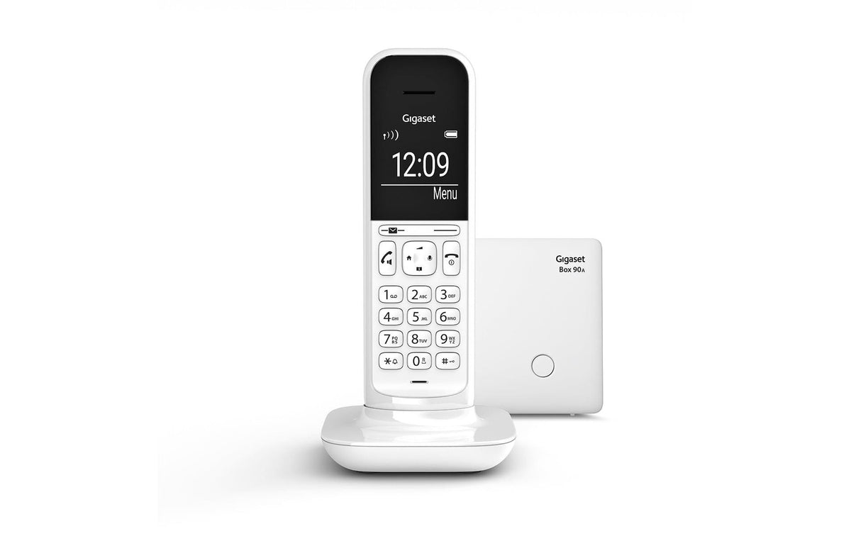 Gigaset CL390A – DECT-Telefon mit Basis, 2" Display, mit Anrufbeantworter, Freisprechen, weiss
