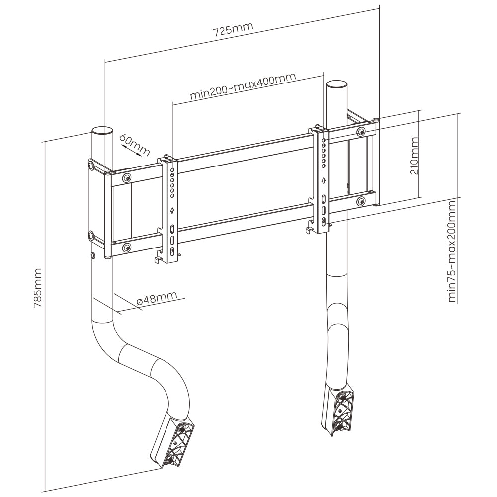Oplite GTR S3/S8 – Monitor-Tischständer – freistehend – 1 Monitor – 50" – höhenverstellbar – Schwarz