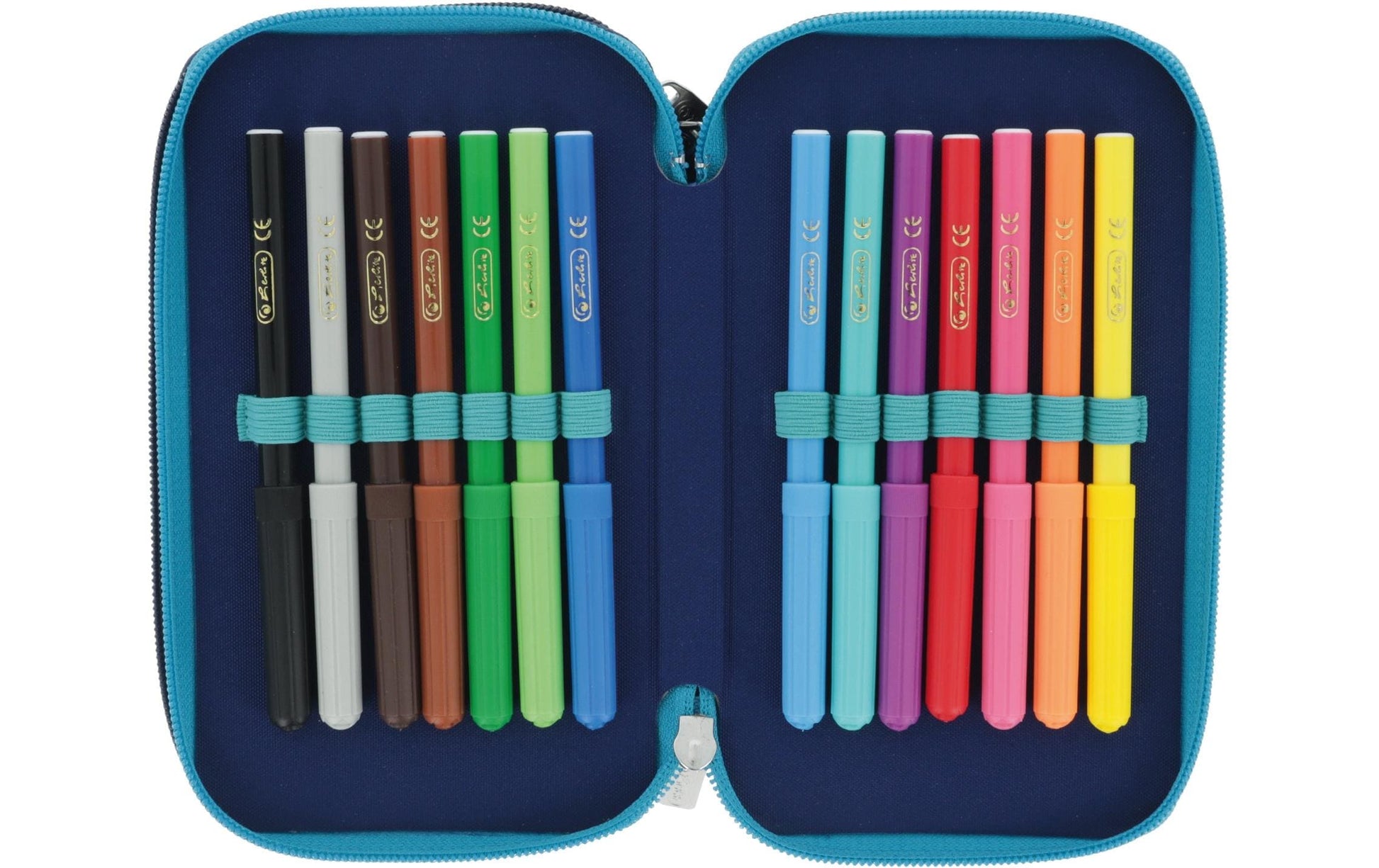 Herlitz TriCase Deep Ocean – Schüleretui, 3 Klappen, gefüllt (31-teilig), rosa, Polyester, 19 × 11,5 × 7 cm