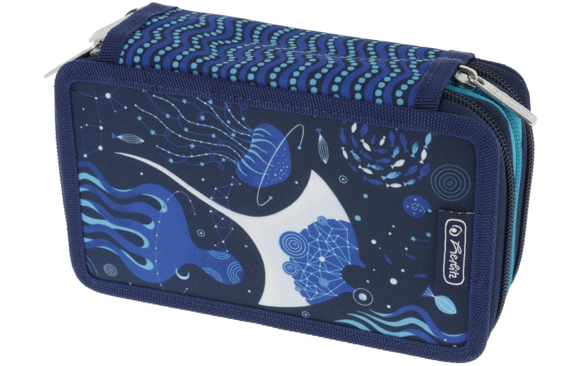 Herlitz TriCase Deep Ocean – Schüleretui, 3 Klappen, gefüllt (31-teilig), rosa, Polyester, 19 × 11,5 × 7 cm