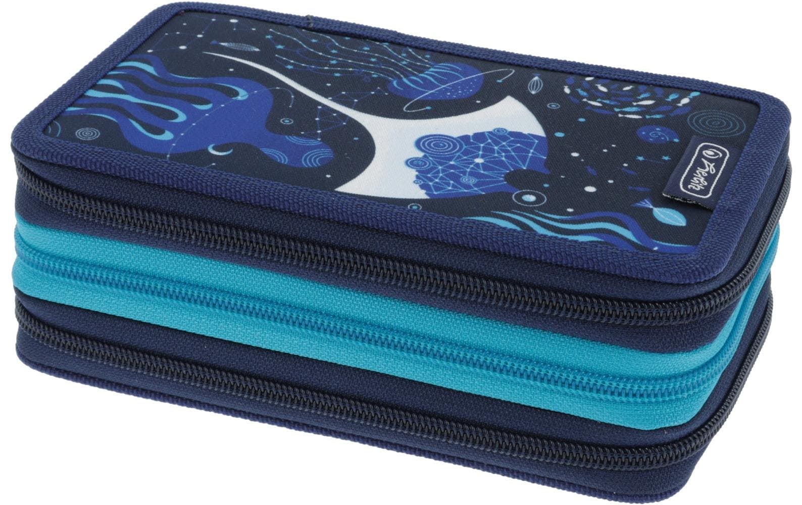 Herlitz TriCase Deep Ocean – Schüleretui, 3 Klappen, gefüllt (31-teilig), rosa, Polyester, 19 × 11,5 × 7 cm