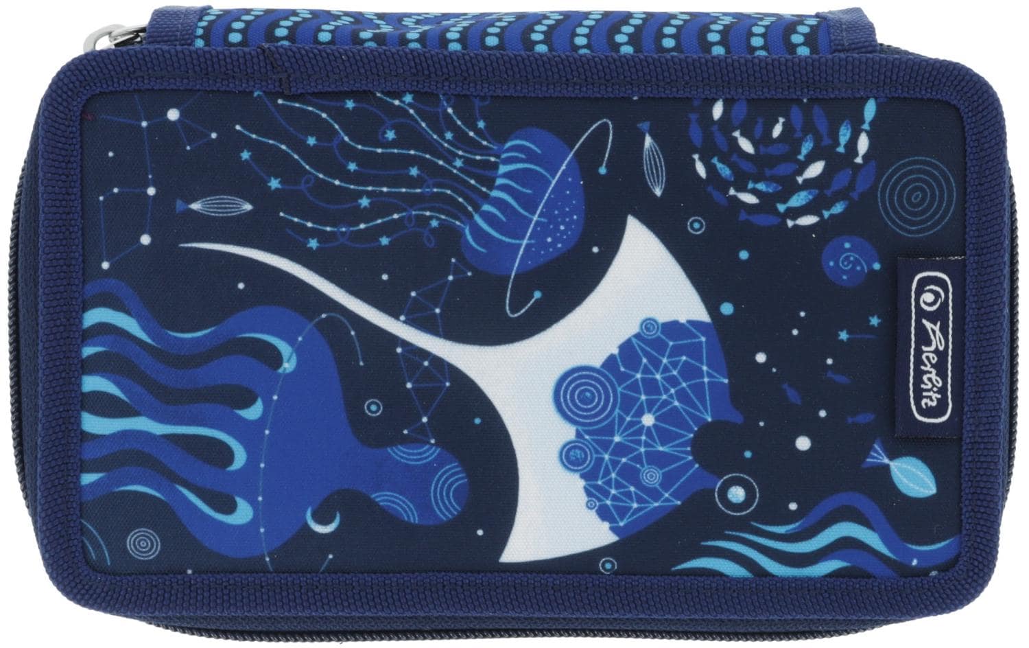 Herlitz TriCase Deep Ocean – Schüleretui, 3 Klappen, gefüllt (31-teilig), rosa, Polyester, 19 × 11,5 × 7 cm