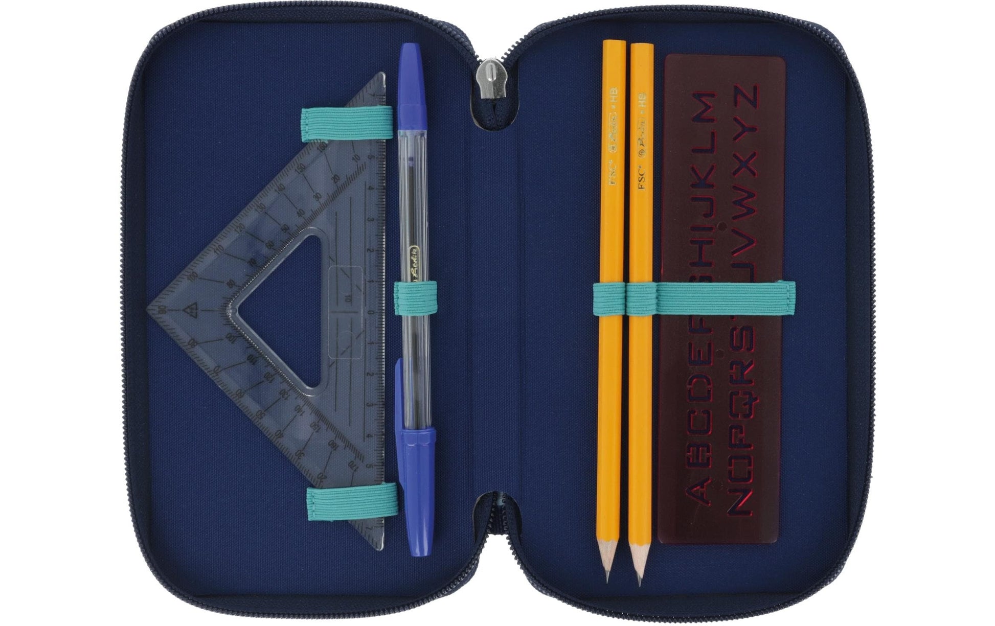 Herlitz TriCase Deep Ocean – Schüleretui, 3 Klappen, gefüllt (31-teilig), rosa, Polyester, 19 × 11,5 × 7 cm