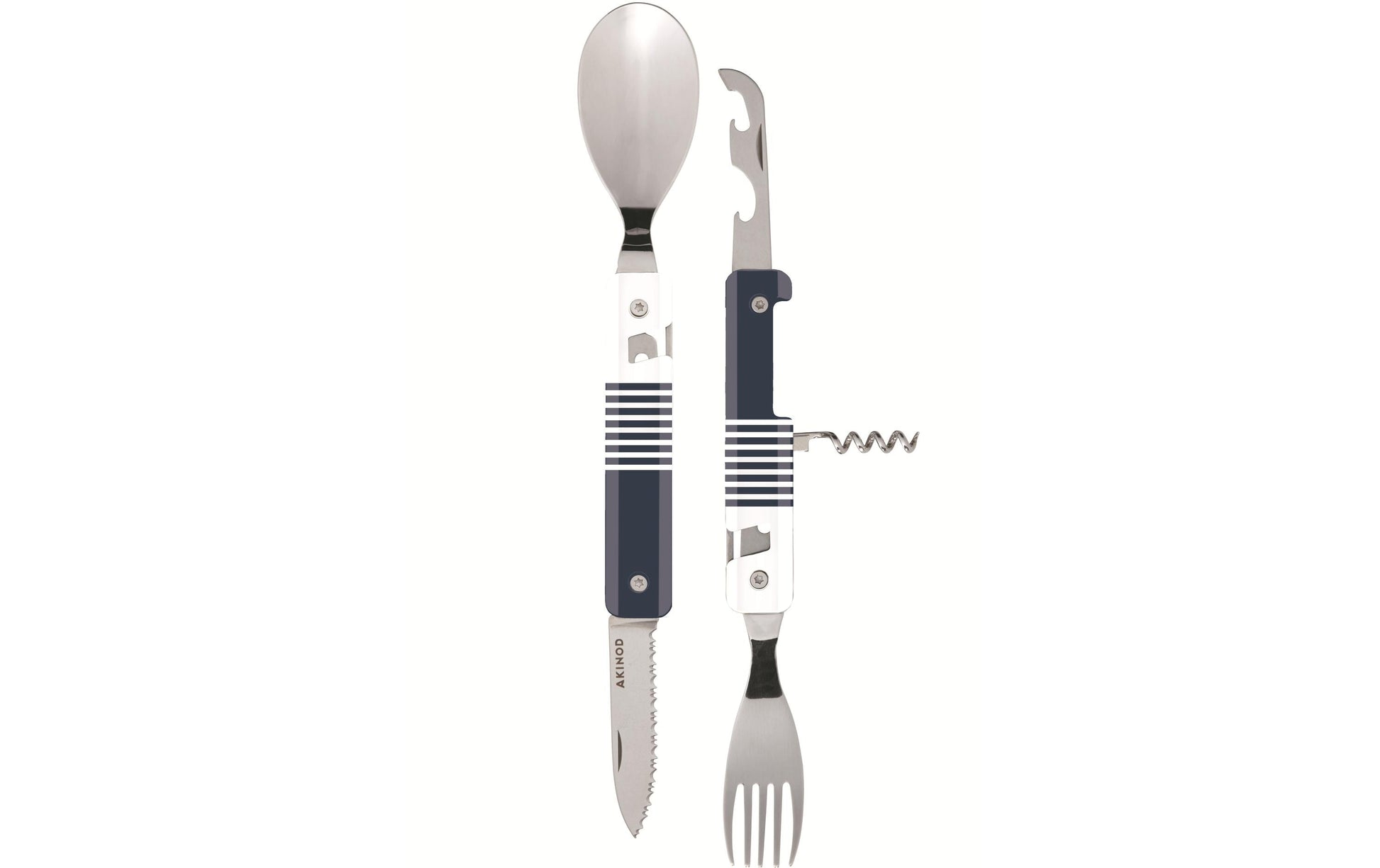 Akinod Besteck-Set – Kunststoff, Edelstahl, Blau, Weiss