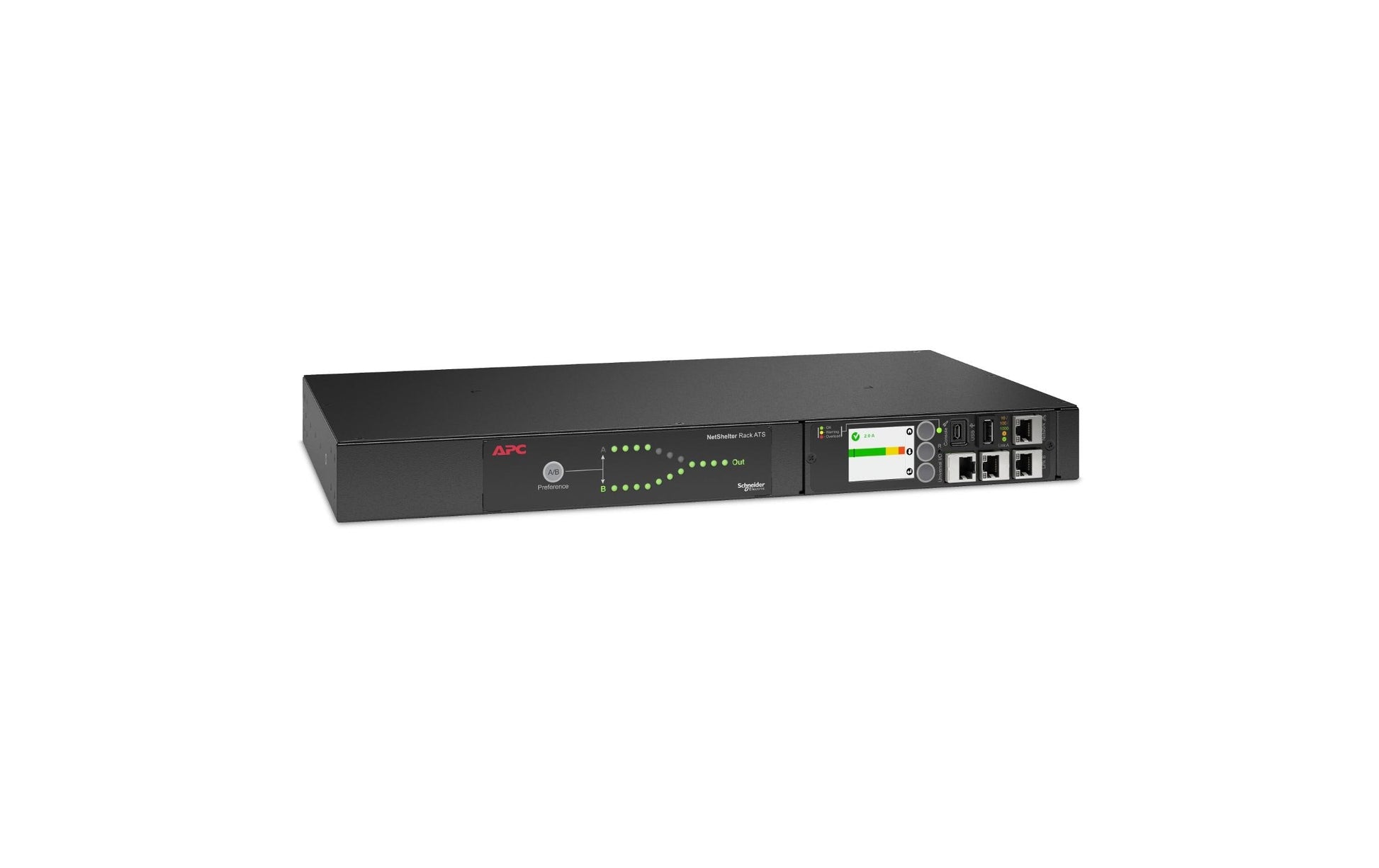APC Rack-ATS – 230 V, 10 A, C14 IN, 12× C13 OUT, 1U – Schwarz