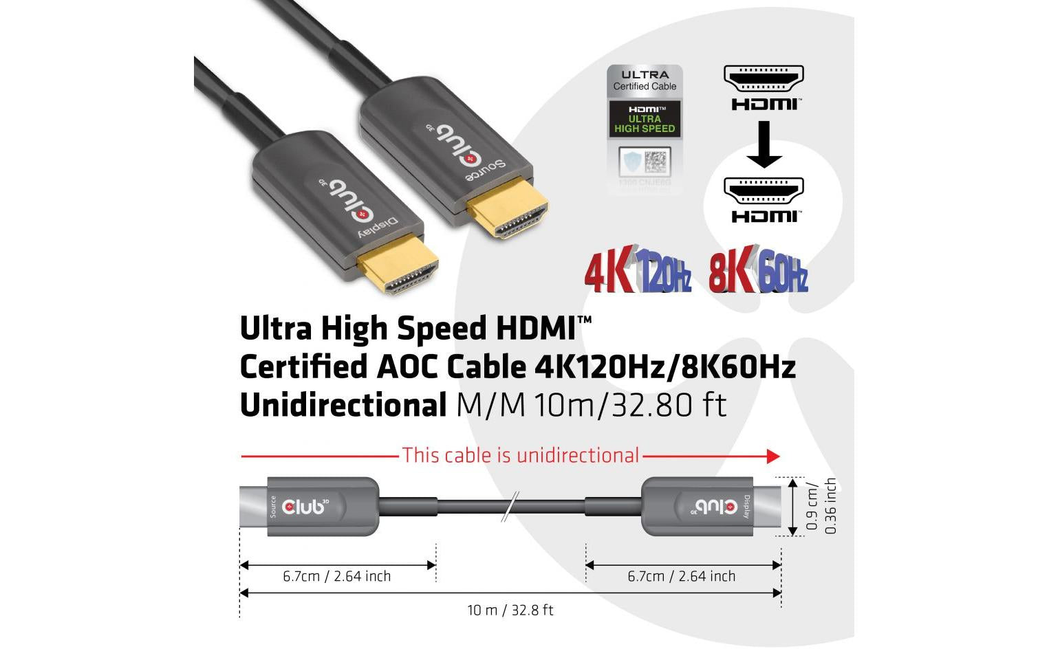CLUB3D Club 3D HDMI-Kabel, Schwarz, CAC-1376, 1 Stück