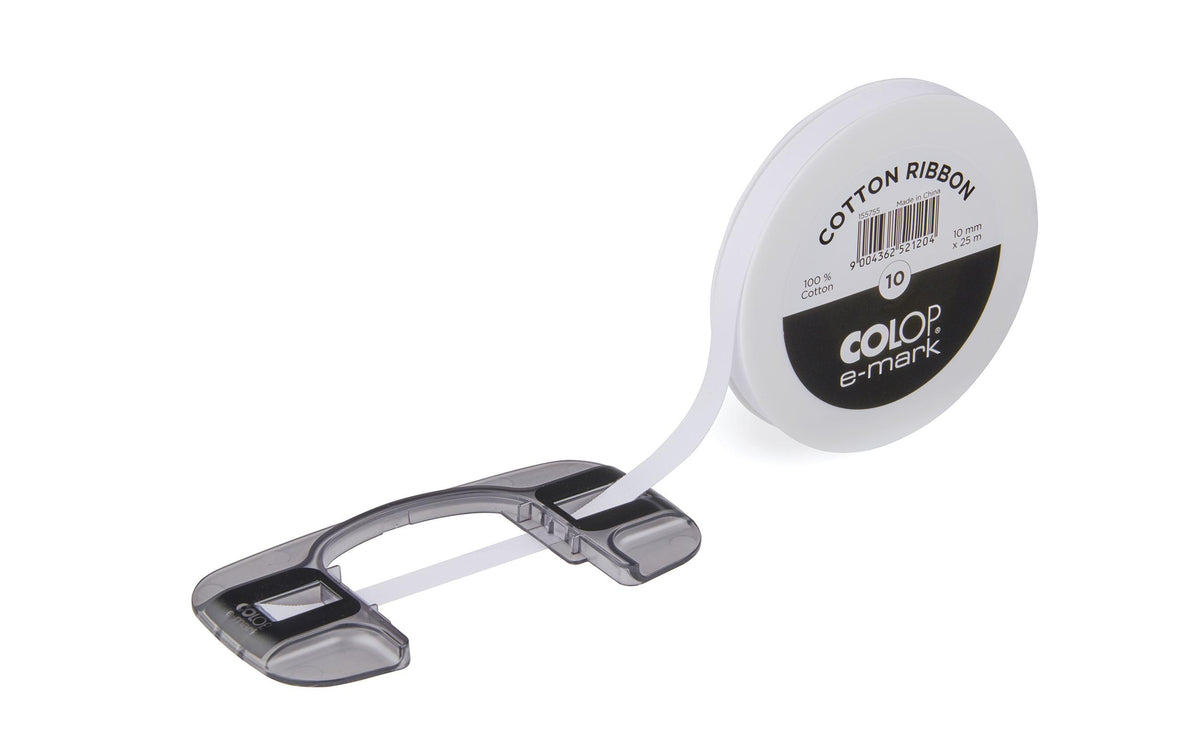 Colop Geschenkband, E-mark Go, Baumwolle, Weiss, 10 mm × 25 m, 1 Stk. – für E-mark