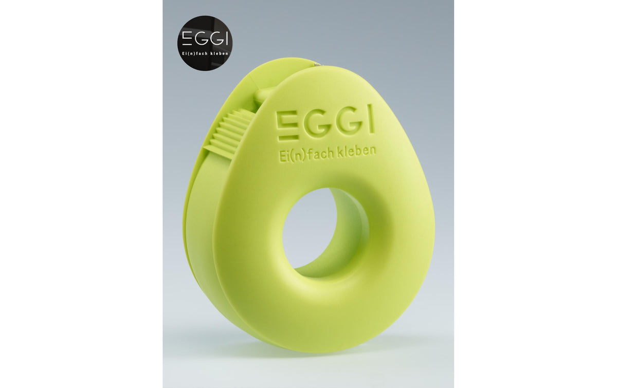 Eggi Handabroller – für Klebeband bis 19 mm × 10 m, Kunststoff (recycelt), Gelbgrün