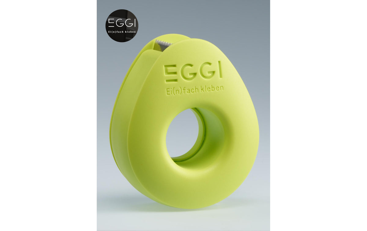 Eggi Handabroller – für Klebeband bis 19 mm × 10 m, Kunststoff (recycelt), Gelbgrün