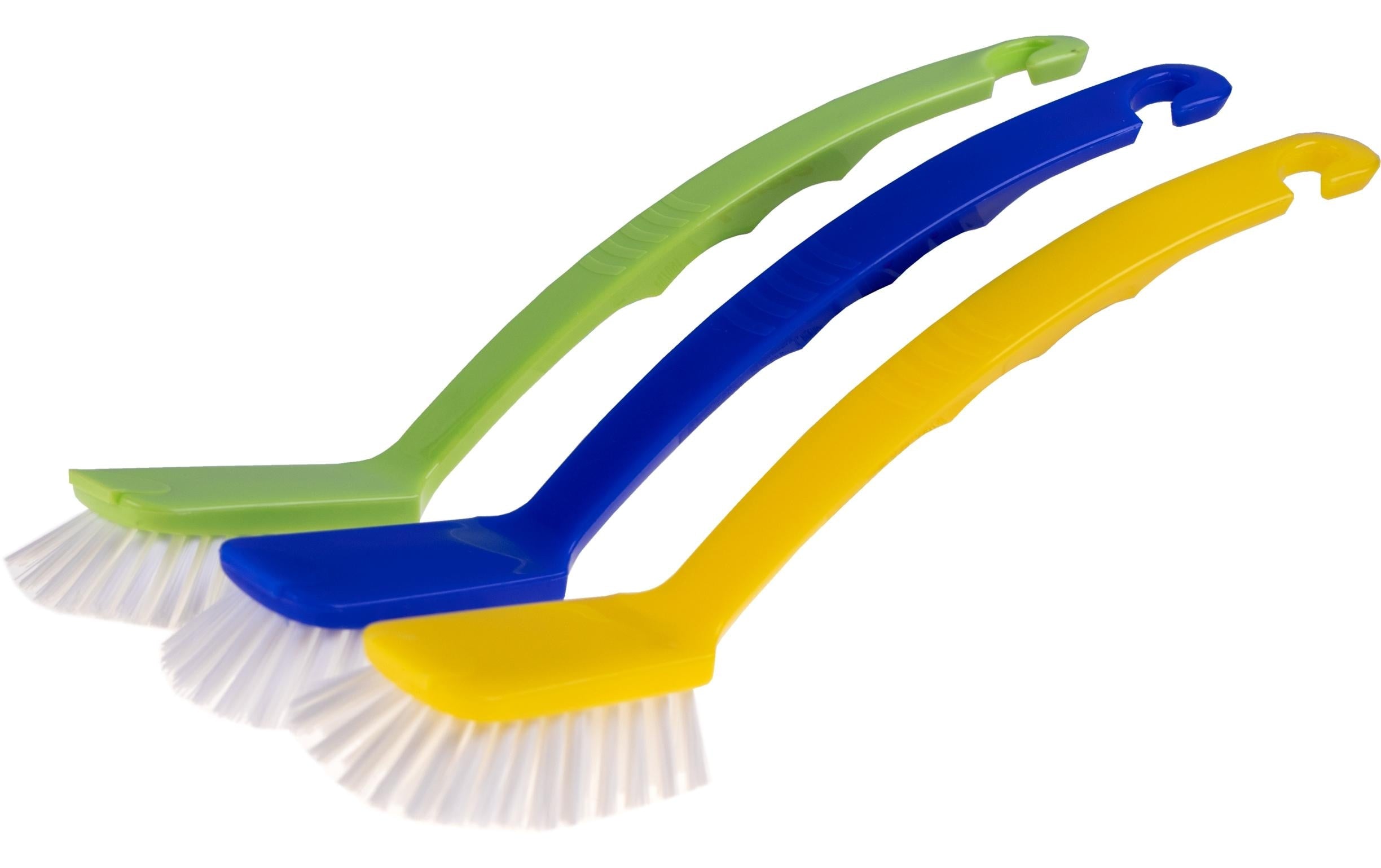 Edi Baur Abwaschbürste – Nylon, Polypropylen (PP), 27 cm, grün/blau/gelb, spülmaschinenfest, 3er-Set