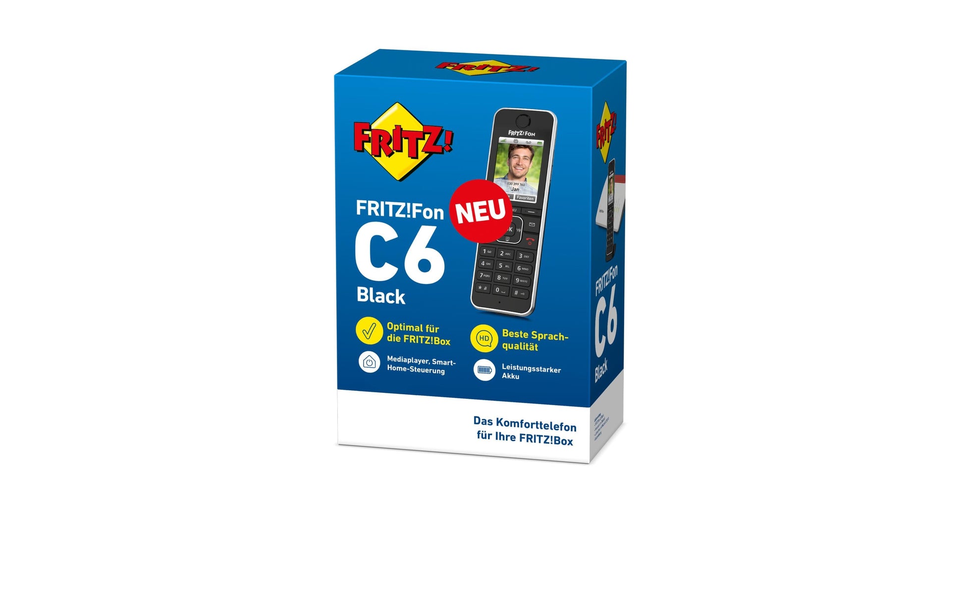 FRITZ! AVM FRITZFon C6 – DECT-Telefon mit Basis, freisprechen, mit AB, für FRITZBox/DECT-Basisstation, schwarz