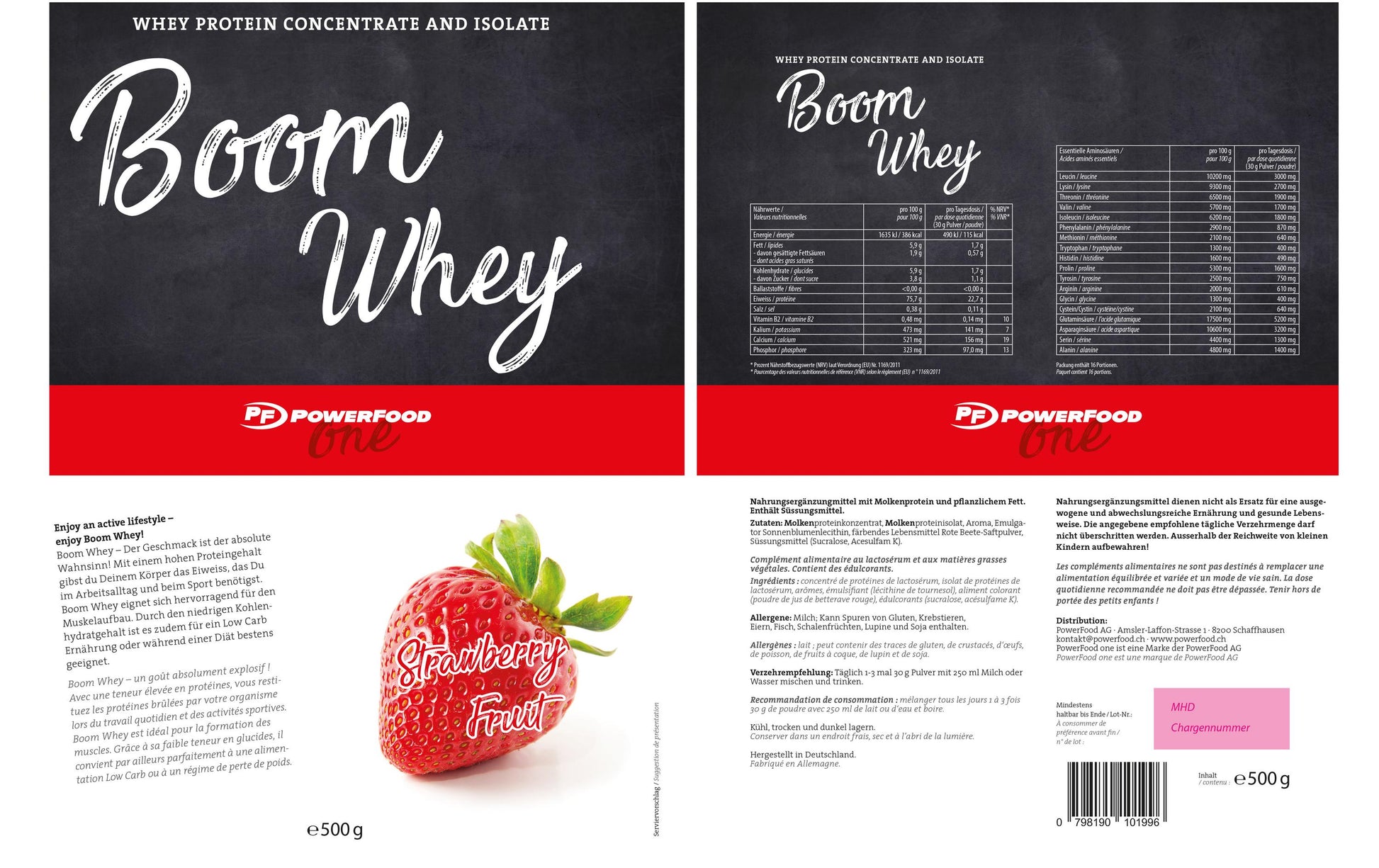 PowerFood Whey Protein Erdbeere – 1 kg