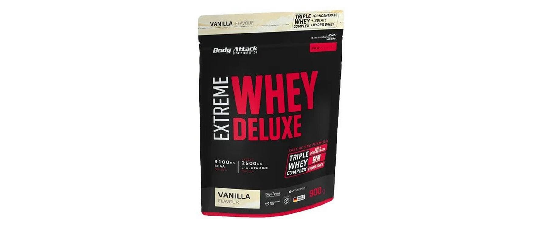 Body Attack Extreme Whey Deluxe Protein-Pulver – Vanille – 900 g