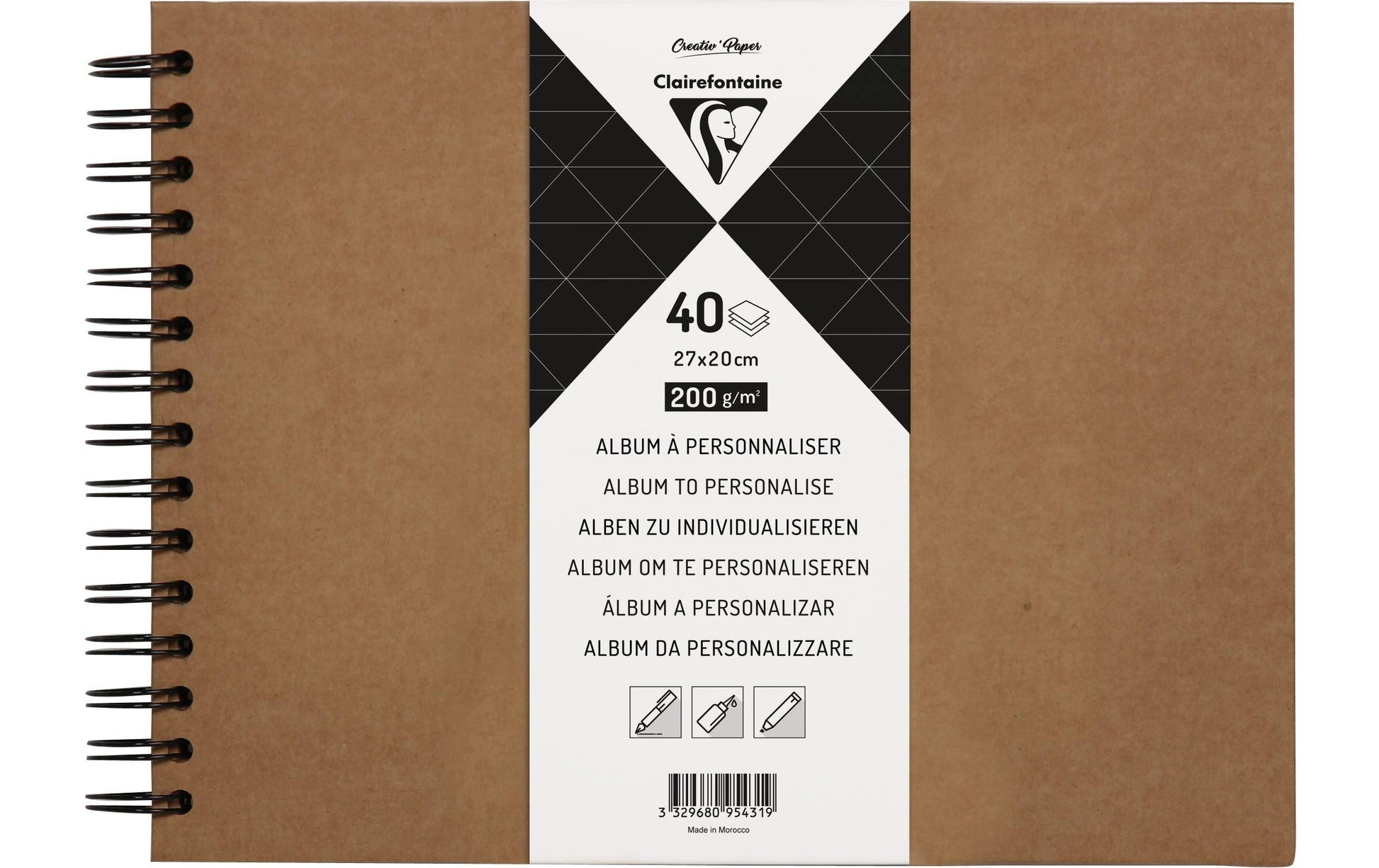 Clairefontaine Fotobuch, Spiralbindung, 80 Seiten, Braun, 20 × 27 cm, Papier