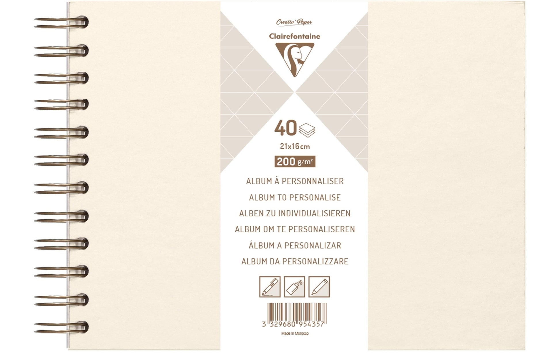 Clairefontaine Notizbuch – 210 × 160 mm – blanko – 80 Seiten – 200 g/m² – Spiralbindung, elfenbein