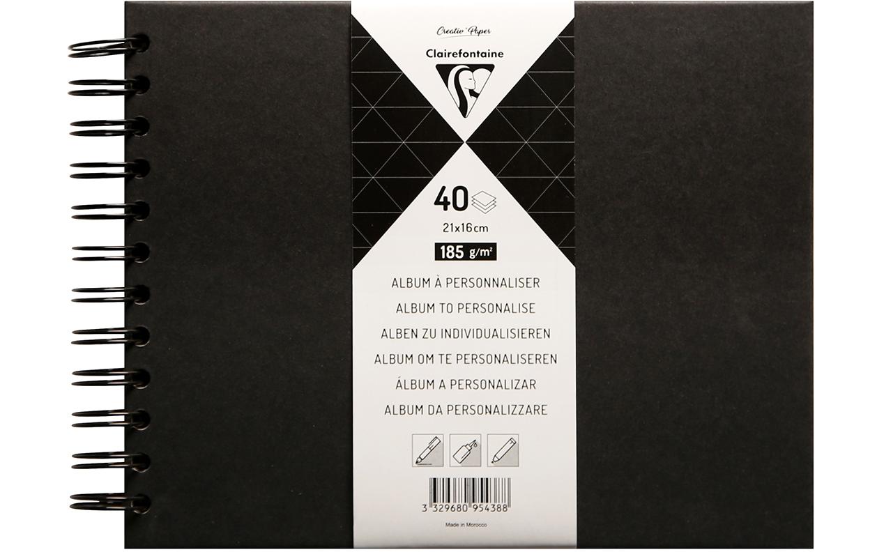Clairefontaine Notizbuch – 210 × 160 mm – blanko – 80 Seiten – 200 g/m² – Spiralbindung, schwarz