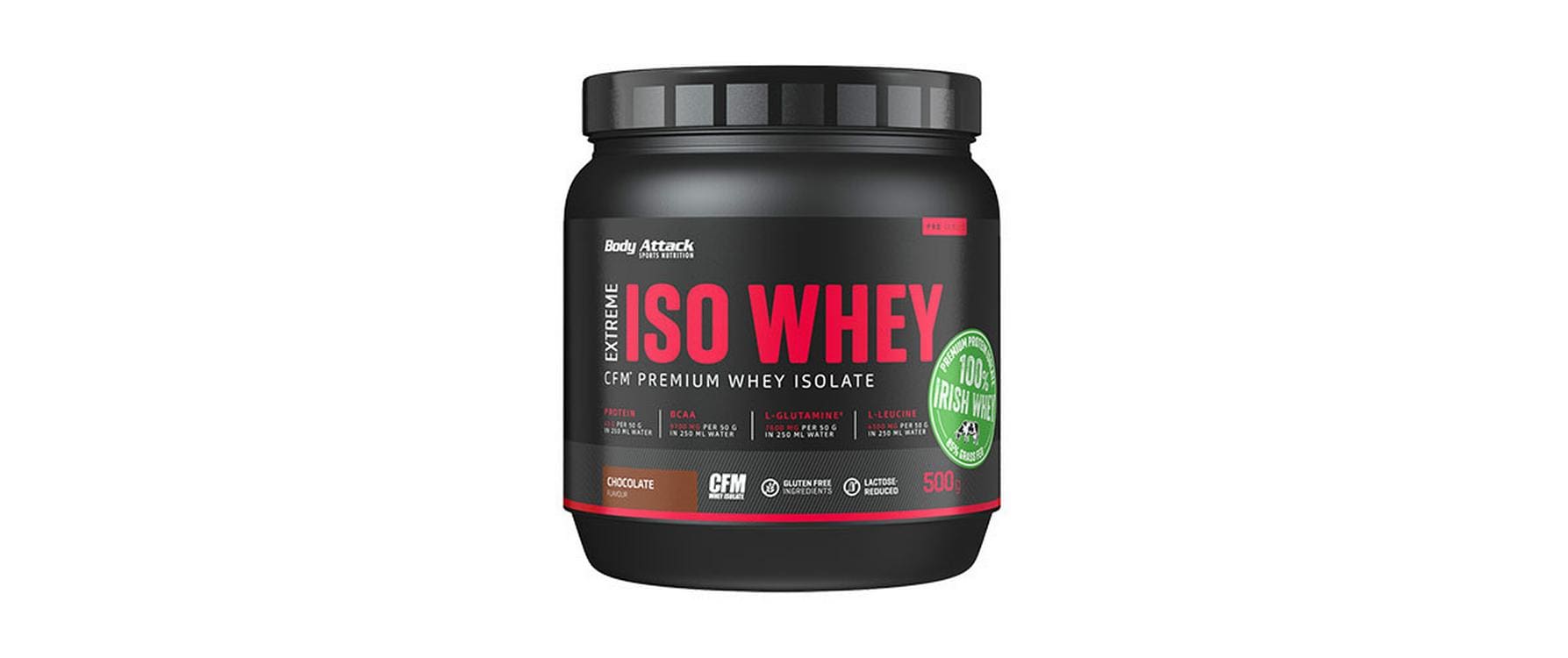 Body Attack Whey Protein Isolat Schokolade – glutenfrei – 500 g