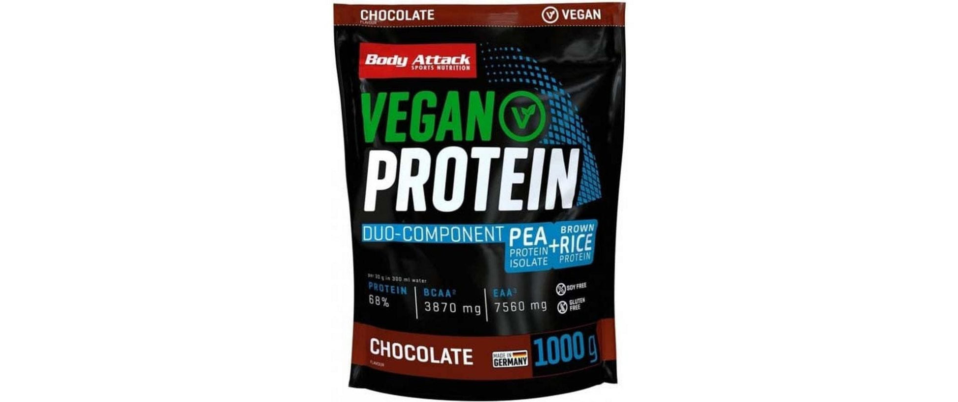 Body Attack Vegan Protein Schokolade – glutenfrei, vegan – 1 kg