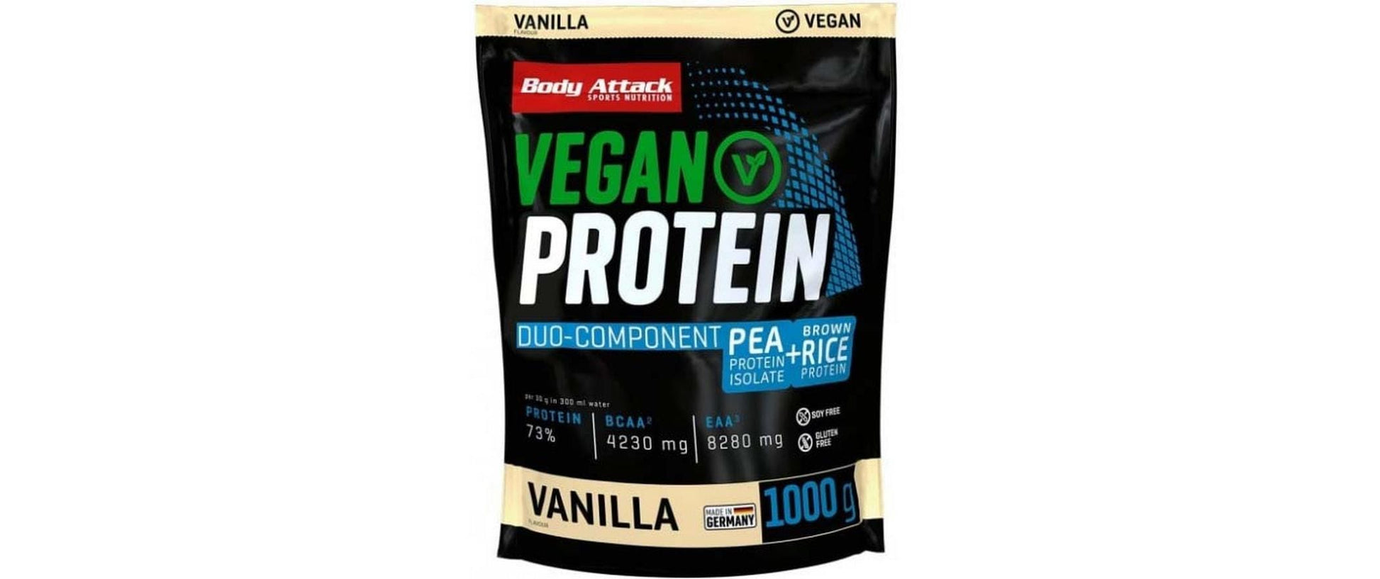 Body Attack Vegan Protein Pulver Vanille – glutenfrei, vegan – 1 kg