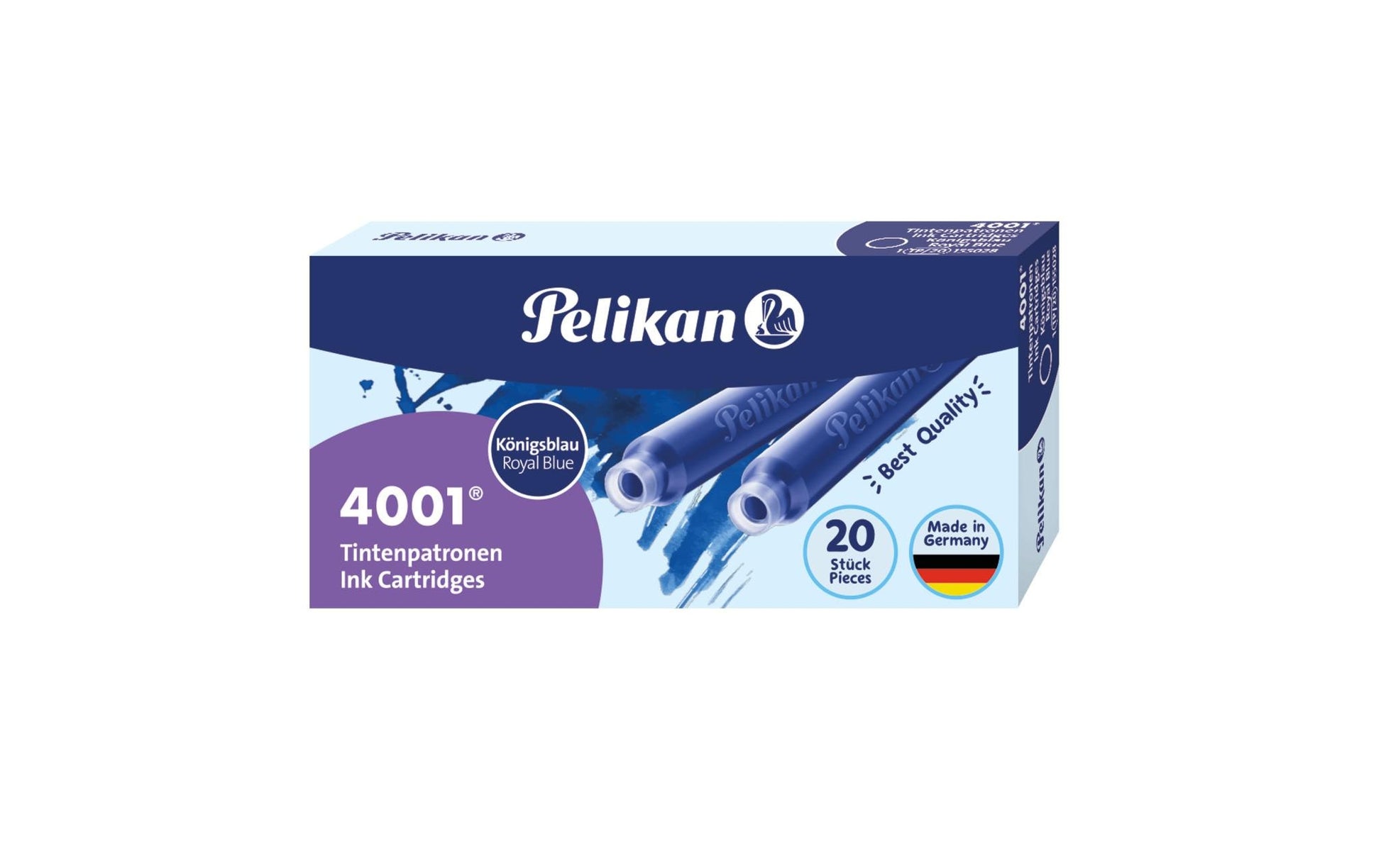 Pelikan Tintenpatronen 4001 – Königsblau, löschbar, geruchsarm, 20 Stk.