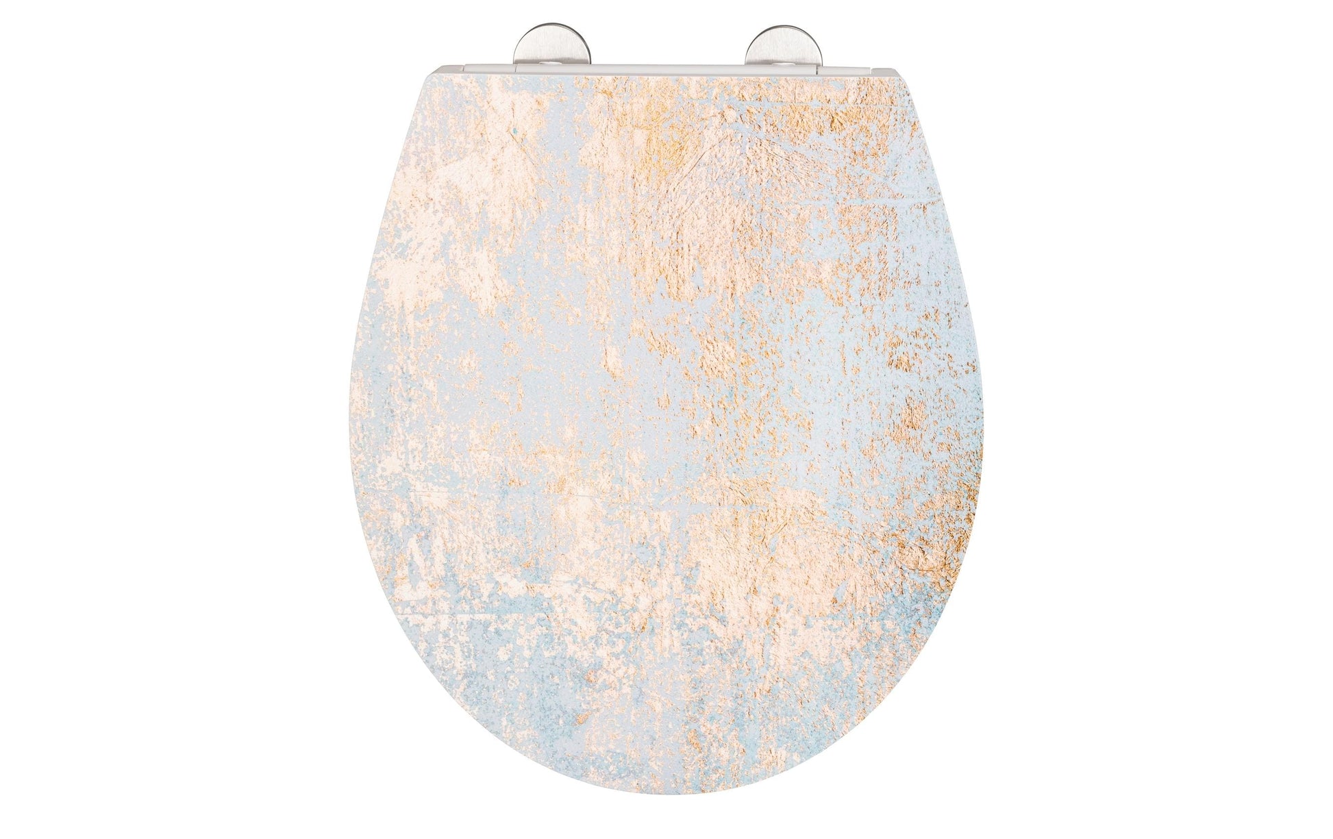 WENKO WC-Sitz – Duroplast, weiss, gold, mit Deckel, Soft-Close, 38 × 44,5 cm