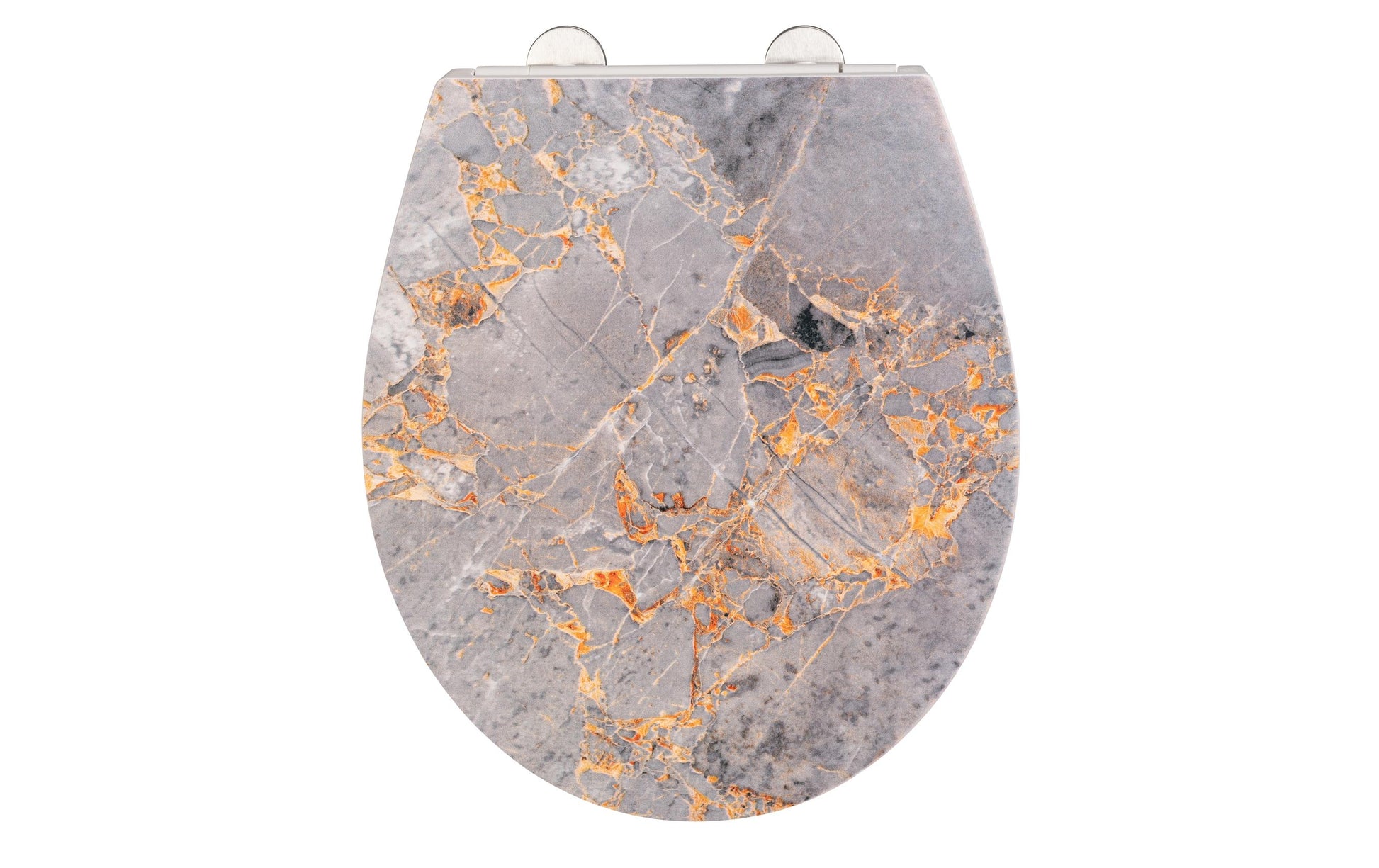 WENKO WC-Sitz – Duroplast, grau, gold, verlängert, Soft-Close, mit Deckel, 38 × 44,5 cm